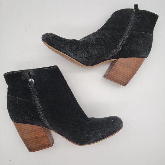 Crown Vintage Black Suede Zip-Up Booties Short Boots Size 9M - Picture 8 of 12